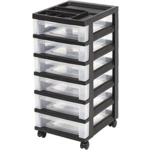 Office Depot Medium Plastic Storage Cart, 6 Drawers, 26 7/16in.H x 12 1/16in.W x 14 1/4in.D, Black, 116815
