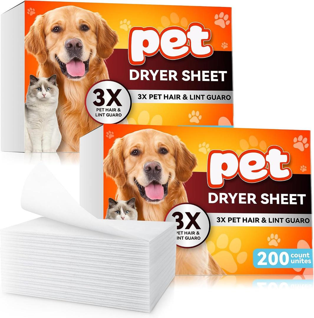 Pet Hair Remover for Laundry, Lint Dryer Sheets, 3 X Pet Hair Fighters, Reduces Static, Adds Softness (Unscented,400 Count)