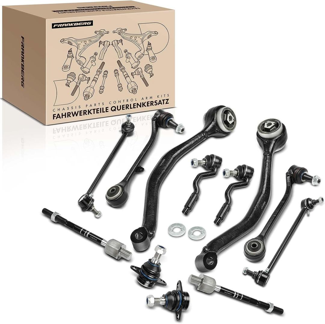 A-Premium Set of 12, Front Lower Forward & Rearward Control Arm, Sway Bar Link, Inner Outer Tie Rod End, Lower Forward Ball Joint, Compatible with BMW E83 Series - X3 2007 2008 2009