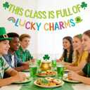 StarryOcean St Patricks Day Classroom Banner - This Class is Full of Luck Charm Banner, St. Patrick's Day Classroom Decorations, Lucky Green Shamrock Clover Garland for March Bulletin Board