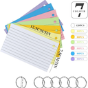 Index Cards Rulded, Colorful Flash Cards 3 x 5 Index Card with Rings, Heavy Study Cards, Note Cards Punched for School Learning, Office and Home Uses, 7 Colors