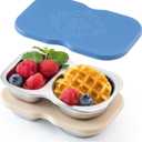 VITEVER 2 Pack Stainless Steel 2-Compartment Small Snack Containers with Lids, Reusable Snack Pack Containers, Lunch Box Accessories,Double Compartment Salad Dressing Containers to Go, 5.3oz