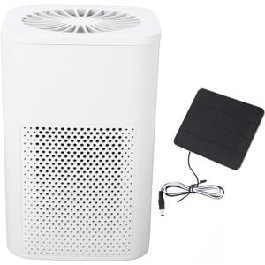 99.97% Filtration Efficiency Powerful Motor Solar Powered Portable Air Purifier for Bedroom, 880 sq ft Coverage, Solar Panel 10W, Dog House, Chicken Coop, Auto