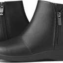 Women's Ankle Boots Flat Booties Casual Short Boots Comfortable Walking Boots for Women (9, Black Zipper)