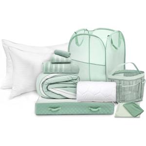Hearth & Harbor Complete Dorm Room Set, Twin XL Comforter Set, Sheet Set, Pillows, Mattress Protector, Towels and Organizers - All Dorm Accessories Included, Complete Kit