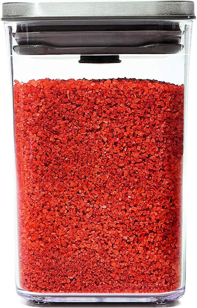 OXO Steel POP Container Small Square Short (1.1 Qt/1 L) - Airtight Food Storage - Ideal for Brown Sugar, Tea,Grey