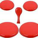 4 Pcs 8" 10" Electric Stove Burner Covers 1 Pcs 3.8" x 8.7" Ceramic Spoon Rest Stainless Steel Stove Top Covers for Gas Burners Spoon Holder for Winter Kitchen Coffee Bar Accessories(Red Cover)