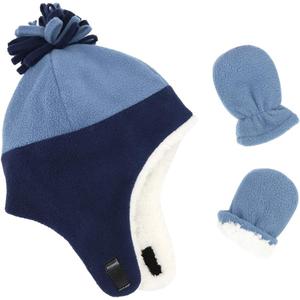 Baby Boy Sherpa Hats and Mittens Set Toddler Gloves Warm Fleece Winter Hat Baby Girl