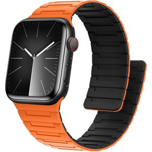 Bisikor Magnetic Bands Compatible with Apple Watch Band 49/46/45/44/42/41/40/38mm Men Women Silicone Sport Wristband for iWatch Ultra SE Series 11 10 9 8 7 6 5 4 3 (38/40/41/42, Orange/Black)