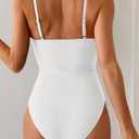 Eomenie Womens Cutout One Piece Swimsuit with Ring Linked Sexy Monokini Bathing Suit for Beach Vacation (White, XXL)