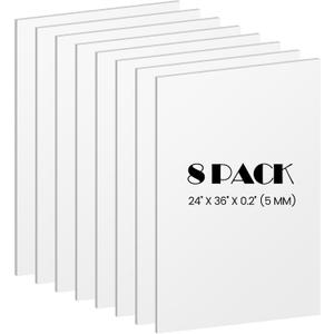 Elcoho 8 Pack White Foam Board, 24 x 36 Inch Acid-Free Foam Core Board, 5mm Thick Double Sided White Poster Boards for Presentation Art Display Office School Projects Crafting Sign Making