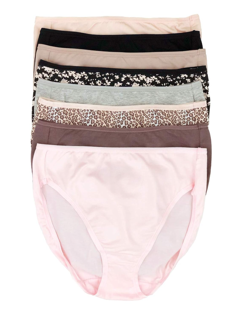 Felina Cotton Modal Hi Cut Panty 8-Pack - Premium Cotton Underwear for Women - Comfortable and Breathable XL
