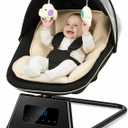 Pamo Babe Portable Baby Swing - Electric Baby Rocker with Cry Detection, 5 Swing Speeds, Bluetooth & Remote Control, Adjustable Backrest, Indoor & Outdoor Swing Chair for Newborn Babies - Black