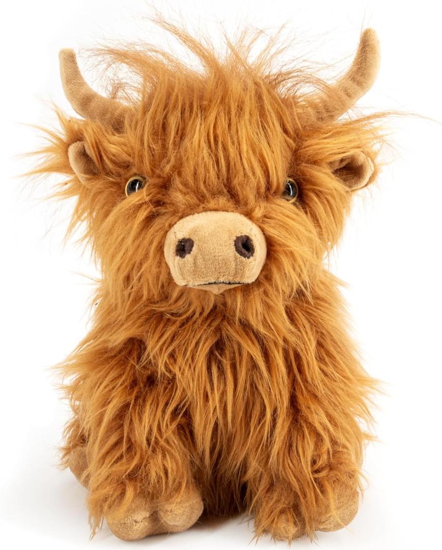 Highland Cow Stuffed Animal Toy - Brown Stuffed Animal Highland Cow Gift for Girls and Kids