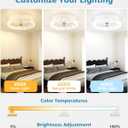 VOLISUN Low Profile Ceiling Fan with Lights and Remote, 20in Modern Ceiling Fans Flush Mount, 3000K-6500K Dimmable Bladeless LED Fan Light, White Fandelier Ceiling Fans with Lights for Bedroom
