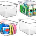 CLEARSPACE Plastic Storage Bins With lids Perfect Kitchen Fridge Organizer, Pantry Organization, Cabinet Organizers (4 Pack)