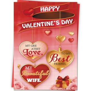 5 x Happy Valentine's Day to My Wife, Wife Valentines Day Cards Gifts for Her Women (LD319)
