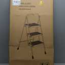 HBTower Step Ladder, Folding Step Stool with Wide Anti-Slip Pedal, Sturdy Steel Ladder, Convenient Handrail, Lightweight, Portable Steel Step Stool (Black)