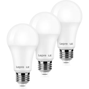 Lepro 100W Equivalent LED Light Bulbs, 14W 1500 Lumens Daylight White 5000K Non-Dimmable, A19 E26 Standard Base, 10000 Hour Lifetime, Pack of 3