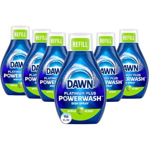 Dawn Platinum Powerwash Dish Spray, Dish Soap Cleaning Spray, Apple Scent Refill, Dish Soap Liquid, 16 Fl Oz (Pack of 6)