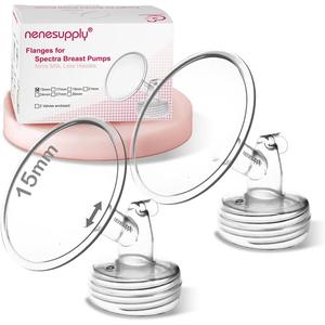 Nenesupply 15mm 2 pc Flanges Compatible with Spectra S2 S1 9 Plus Synergy Gold Breastpump Replacement to Spectra Pump Parts Flange Accessories Wide Mouth Work with Valve Backflow Protector Bottle