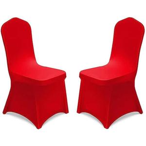 Yahpetes 2 Pcs Chair Covers Polyester Spandex Banquet Chair Cover Universal Washable Slipcovers Protector Removable Chair Seat Covers for Wedding Banquet Dining Party Decorations (Red)