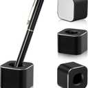 Chinco 2 Pieces Single Pen Holder Metal Pen Stand Square Base Aluminum Student Desk Organizer for Desk Desktop Toothbrush Stand Holder Display for Home Office Students Teachers