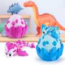 3D Printed Dragon with Egg, Cool Stuff Fun Gifts, Fidget Toy for Adults Teens Boy Home Decor Easter Basket Stuffers, Pink