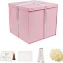 UoeRing Matte Pink Large Gift Box 1Pcs 12x12x11 Inch,Gift Box with Lid for Presents Birthdays,Christmas Valentine's Day,Mother's Day, with Ribbon Card Envelope Shredded Paper Fill