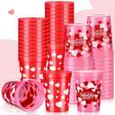 Layhit 48 Pack Valentine's Day Plastic Cups Bulk 8 oz Reusable Red and Pink Heart Party Cups for Valentines Holiday Party Supplies