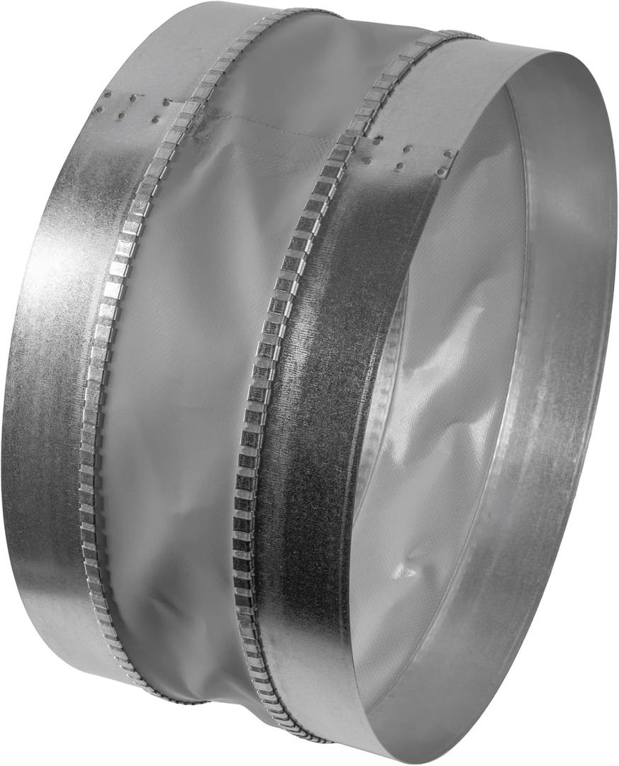 Vent Systems 12" Inch Flexible Vibration-Reducing Duct Connector  Round Galvanized Steel Vent Hose Adapter, Male-End Spiral Duct, Pipe Extender, HVAC Ventilation Fittings - Inline Duct Work Coupler