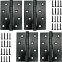 LAFULER 4 Pack Stainless Steel 4in100MM 3in74MM 304 Bearing Door Hinge, with Square Corners for Exterior & Interior Doors, Black Door HingeThickness: 0.075 inches (1.9MM)
