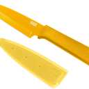 Kuhn Rikon Colori+ Non-Stick Straight Paring Knife with Safety Sheath, 4 inch/10.16 cm Blade, Yellow