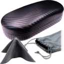 MyEyeglassCase - Large Sunglasses Case - Hard Glasses Case Holder w/Pouch & Cloth - Eyeglass Case Aviator Frames Men & Women