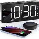 Mesqool Loud Alarm Clock for Heavy Sleeper, with Vibration for Hearing Impaired Deaf, Annoying Clock for Bedroom,USB Port,Dual Alarm with Snooze (White)