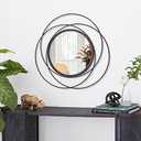 Mirrors Wall Decor Iron Frame Round Art Wall Mirrors Home Decoration Hanging Mirrors for Living Room Bedroom Bathroom Entryway Black 16" (16"L x 16"W, Round-black)