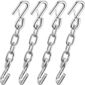4 Pcs Trailer Safety Chain Extension 5/16" x 12" Grade 30 7600 lbs Galvanized Steel Safety Chain Kit with Snap Hooks for Trailers RV Campers