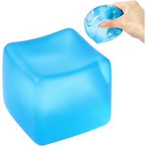 Nice Ice Cube Squishy Fidget Toys, High Density Ice Squeeze Ball, Ice Cube SqueezeToy, Slow Rising Fidget Cube Sensory for Anxiety Stress Relief (Blue, 2.2In)