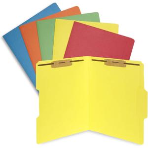 50 Assorted Color Fastener File Folders - 1/3 Cut Reinforced Tab - Durable 2 Prongs Bonded Fastener Designed to Organize Standard Medical Files, Law Client Files, Office Reports - Letter Size
