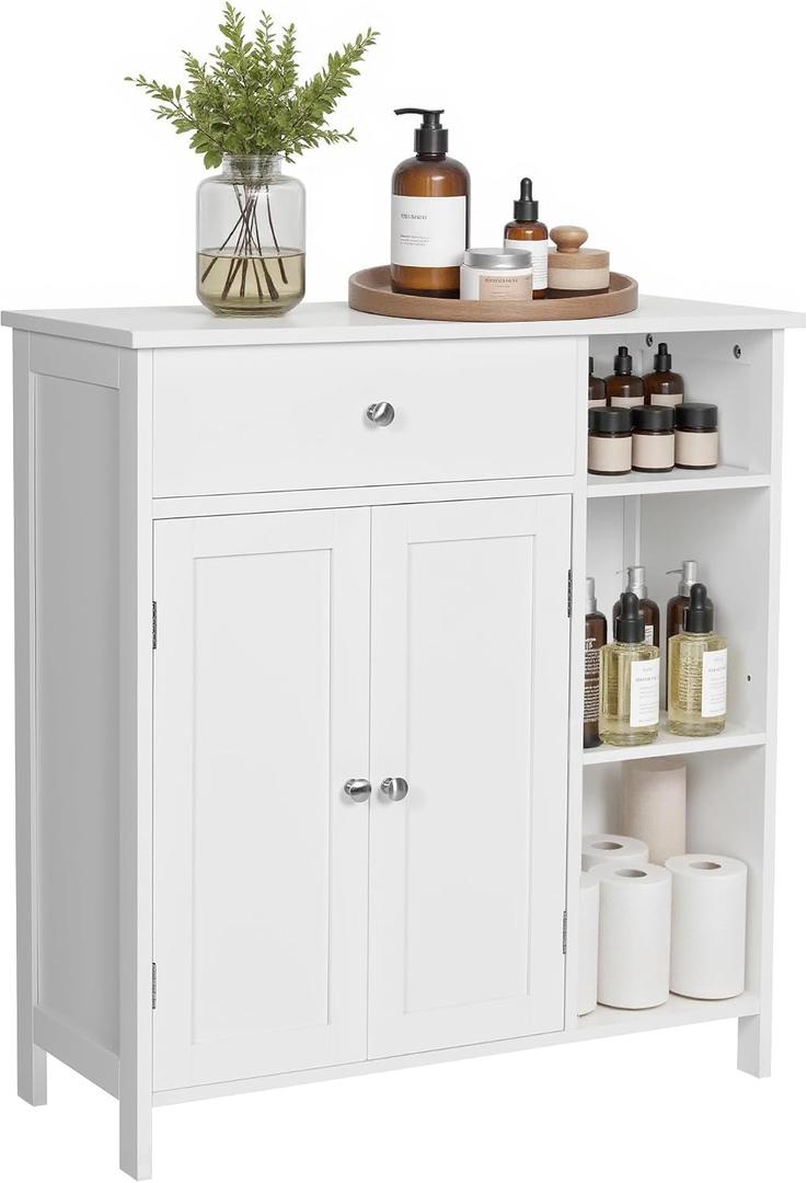 VASAGLE Bathroom Storage Cabinet, with 2 Doors, 31.5" H, Cloud White, Size: 11.8"D x 29.5"W x 31.5"H