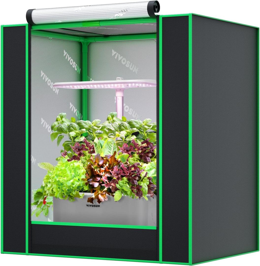 VIVOSUN Small Grow Tent for Aerogarden, Hydroponics Growing System, 20x14x21 Highly Reflective Mylar Indoor Grow Tent with Sealed Bottom Design, Ventilation Window and Cable Hole Port