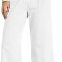 YOCUR Women Casual Drawstring Straight Leg Pants Cotton Linen Beach High Waisted Trousers Flowy Lounge Lightweight Pants, Size XXL