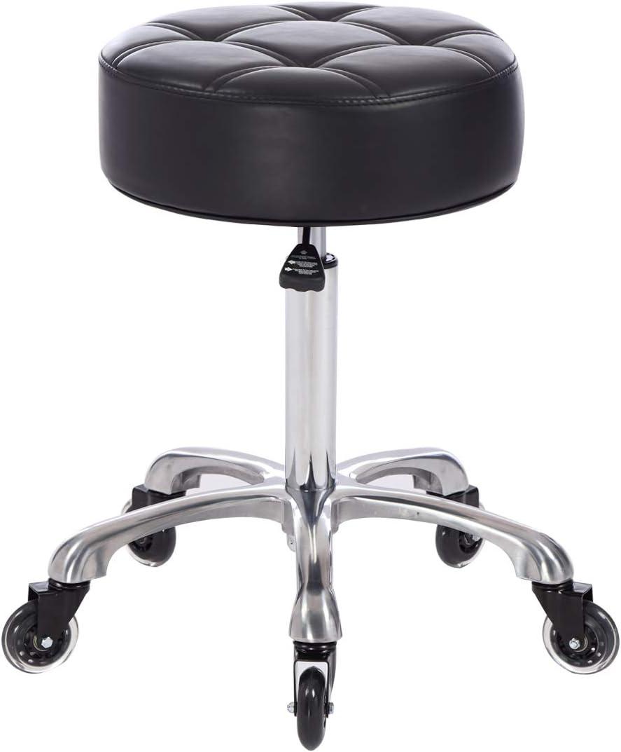 Salon Rolling Stool, Professional Swivel Seat for Hair Stylist (Black)