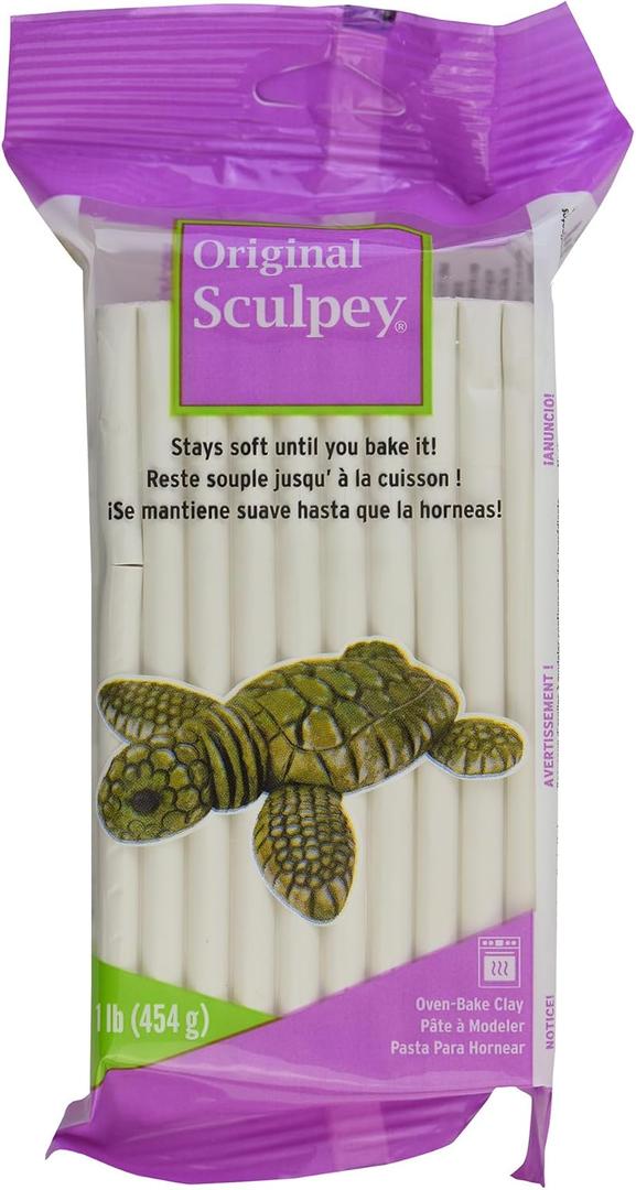 Sculpey: Original Sculpey Clay: White  1 lb  Polymer Oven Bake Clay, NonToxic, Sculpting, BakeSandDrillPaint, Art & Craft Supplies, AdultsKids