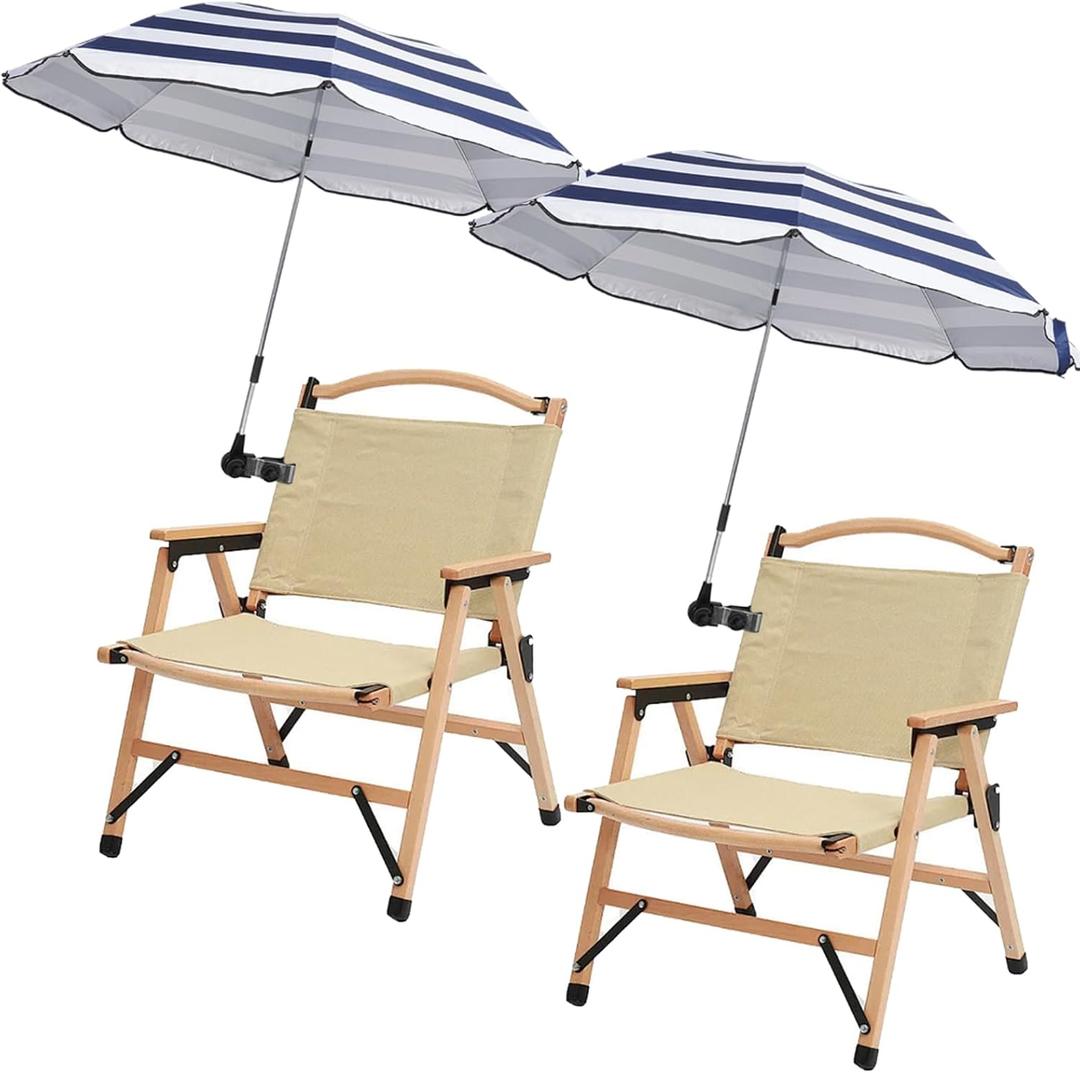 2 Pack Classic 46 Inch D-Blue Portable Umbrellas with Universal Clamp for Patio, Beach, Wheelchair, Golf Carts (Excluding chairs)