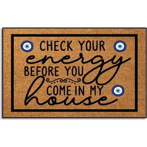 Check Your Energy Before You Come in My House Indoor Front Door Mat for Shoes by Door, Door Mats Outdoor Funny Door Mats for Outside Entry 30"X18" (Multi Color)