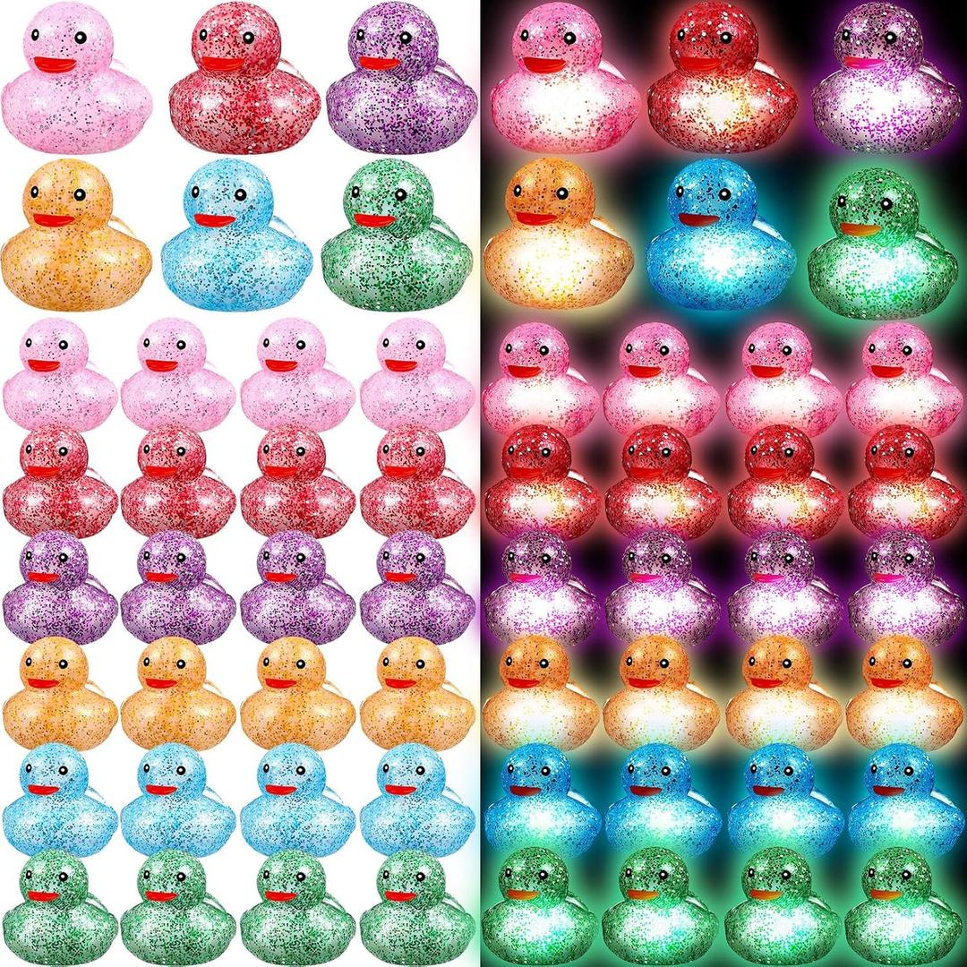 Deekin LED Light Up Rubber Duck 2'' Mix Color Cute Small Ducks Glow Toy for Duck Birthday Party Baby Shower Supplies Party Favors Decor Creative Gift Classroom Prizes(24 Pcs, Fresh)