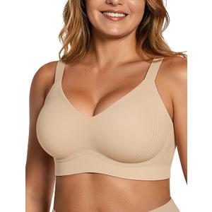 Fit for Me Womens Wireless Seamless Bras Jelly Full Coverage Supportive Bra Push Up Plus Size Everyday Bra Comfortable Tshirt Bras 38D