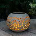 Solar Table Lantern Outdoor Waterproof- Dancing Flickering Flame Solar Powered LED Light,White Metal Desktop Decorative Lamp for Gifts for Women Mom,Desk Patio Garden Yard