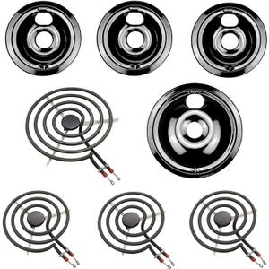 WB31M20 and WB31M19 Porcelain Burner Drip Pan Bowls & SP22YA Stove Burners Range Surface Element Replacement